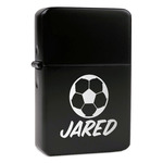 Soccer Windproof Lighter - Black - Double Sided (Personalized)