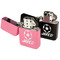Soccer Windproof Lighters - Black & Pink - Open