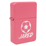 Soccer Windproof Lighter - Pink - Single Sided (Personalized)