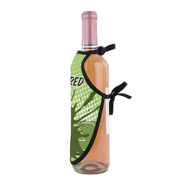 Soccer Wine Bottle Apron - DETAIL WITH CLIP ON NECK