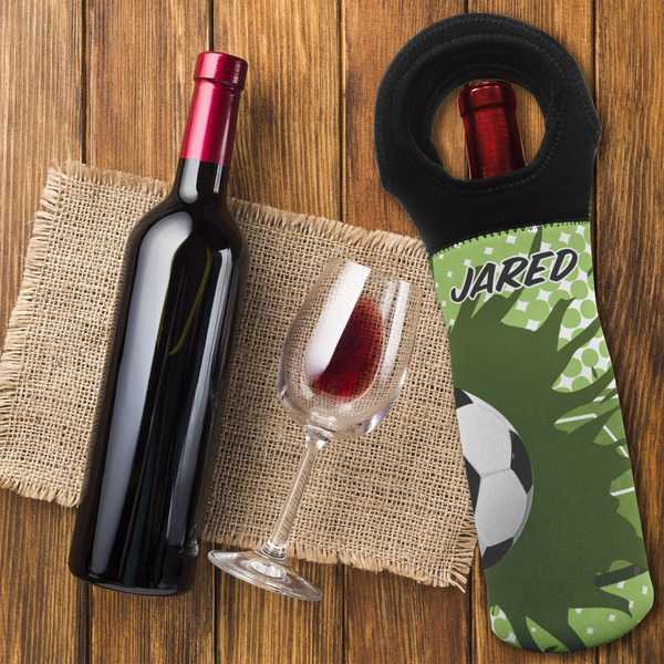 Soccer Wine Tote Bag - FLATLAY