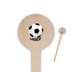 Soccer 4" Round Wooden Food Picks - Single Sided (Personalized)