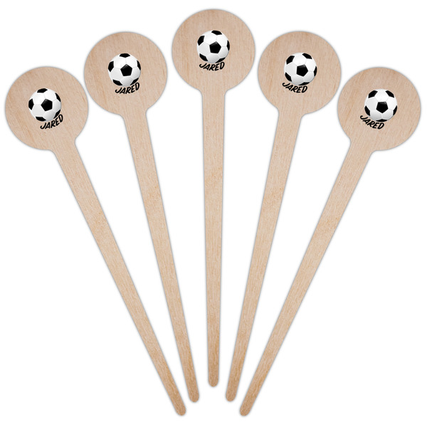 Soccer Wooden 4" Food Pick - Round - Fan View
