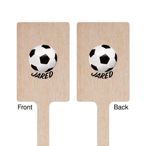 Soccer Wooden 6.25" Stir Stick - Rectangular - Double Sided - Front & Back
