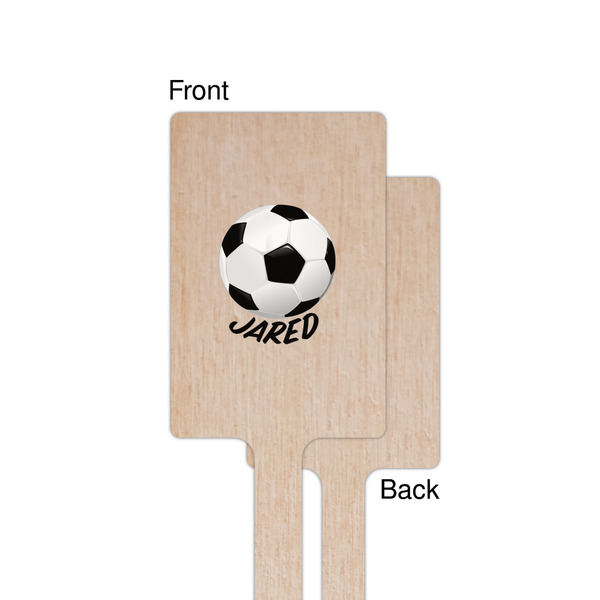 Soccer Wooden 6.25" Stir Stick - Rectangular - Single - Front & Back