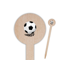 Soccer 6" Round Wooden Food Picks - Single Sided (Personalized)