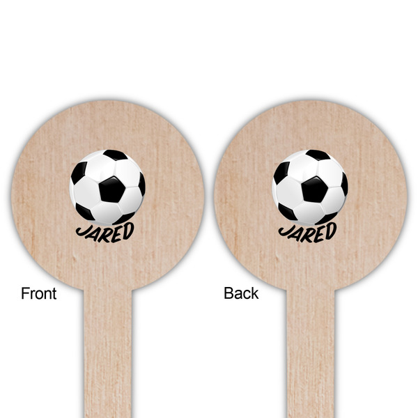 Soccer Wooden 6" Food Pick - Round - Double Sided - Front & Back