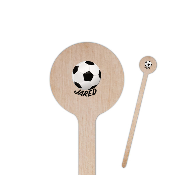 Custom Soccer 6" Round Wooden Stir Sticks - Double Sided (Personalized)
