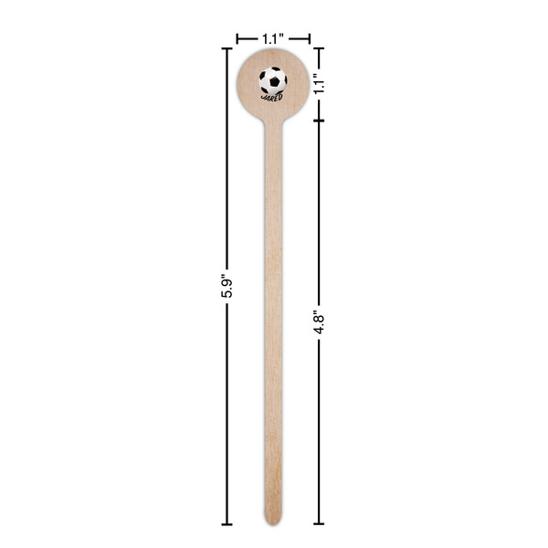 Soccer Wooden 6" Stir Stick - Round - Dimensions