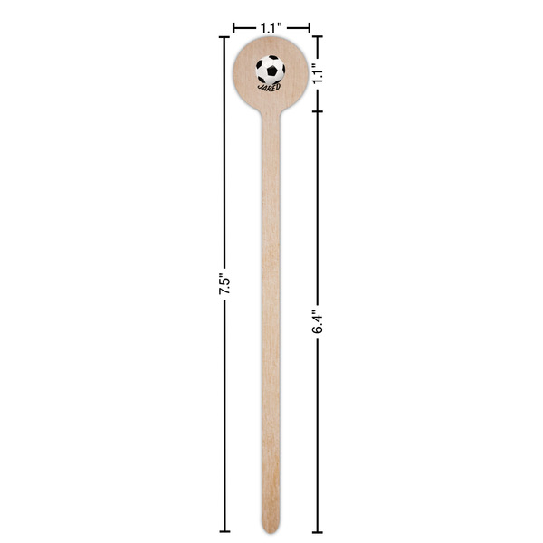 Soccer Wooden 7.5" Stir Stick - Round - Dimensions