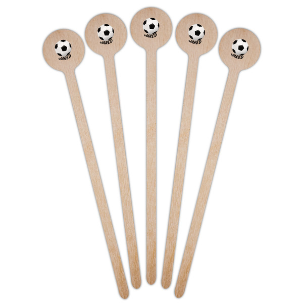 Soccer Wooden 7.5" Stir Stick - Round - Fan View