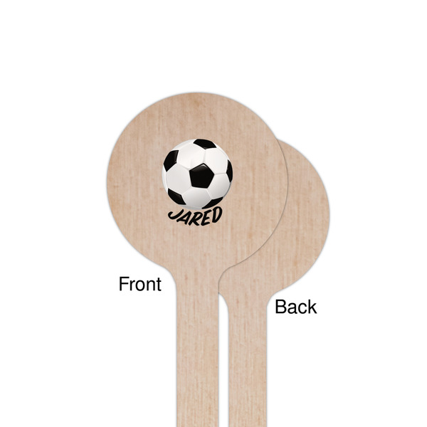 Soccer Wooden 7.5" Stir Stick - Round - Single Sided - Front & Back