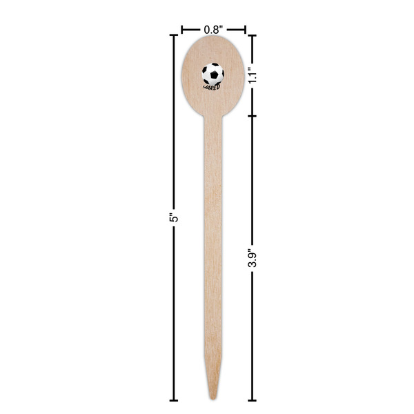 Soccer Wooden Food Pick - Oval - Dimensions