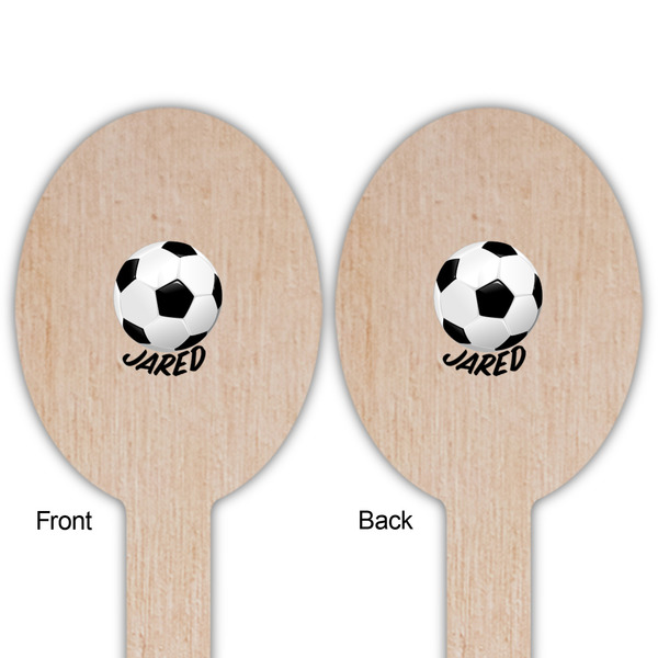 Soccer Wooden Food Pick - Oval - Double Sided - Front & Back