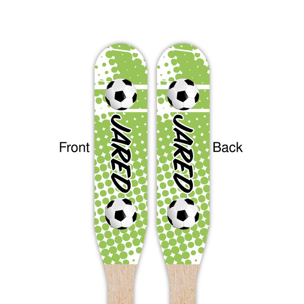 Soccer Wooden Food Pick - Paddle - Double Sided - Front & Back