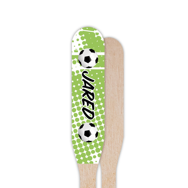 Soccer Wooden Food Pick - Paddle - Single Sided - Front & Back