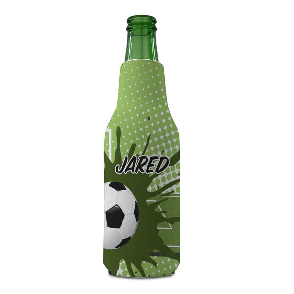 Soccer Zipper Bottle Cooler - FRONT (bottle)