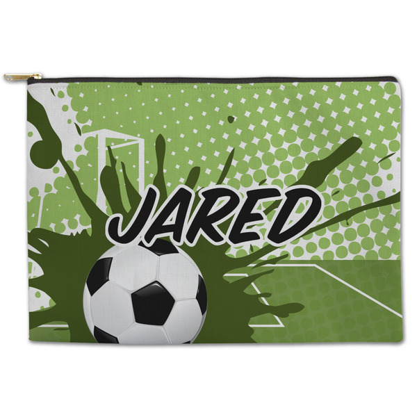 Custom Soccer Zipper Pouch - Large - 12.5"x8.5" (Personalized)