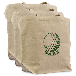 Golf Reusable Cotton Grocery Bags - Set of 3 (Personalized)