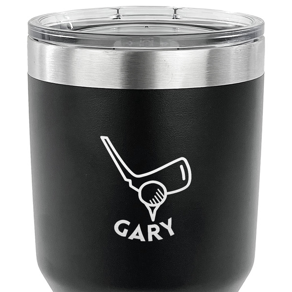 Golf 30 oz Stainless Steel Ringneck Tumbler - Black - CLOSE UP
