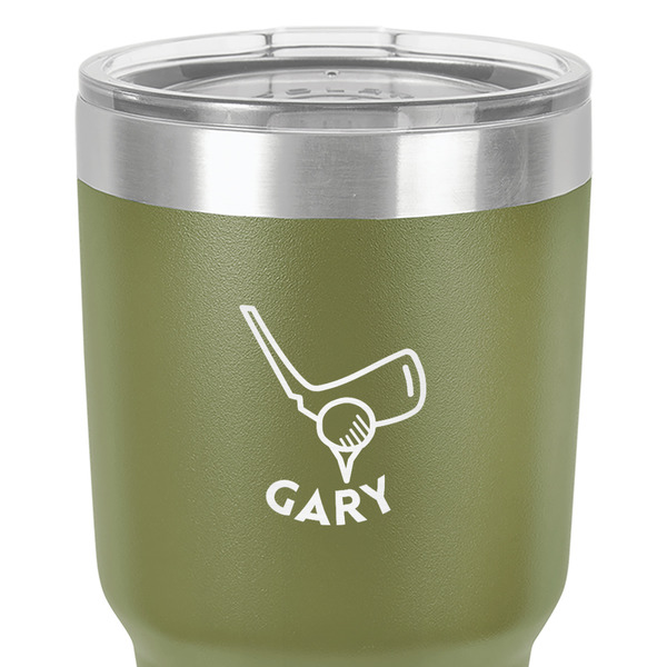 Golf 30 oz Stainless Steel Ringneck Tumbler - Olive - Close Up