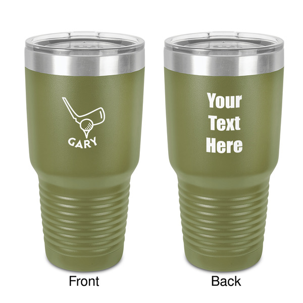 Custom Golf 30 oz Stainless Steel Tumbler - Olive - Double-Sided (Personalized)