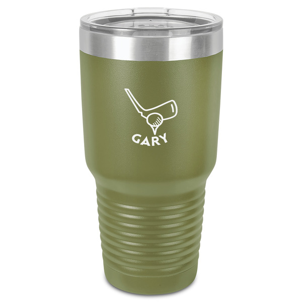Custom Golf 30 oz Stainless Steel Tumbler - Olive - Single-Sided (Personalized)