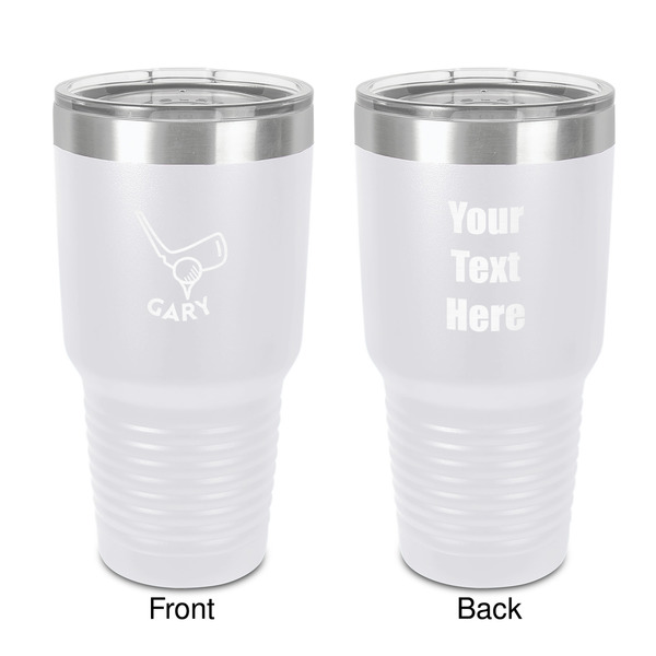 Custom Golf 30 oz Stainless Steel Tumbler - White - Double-Sided (Personalized)