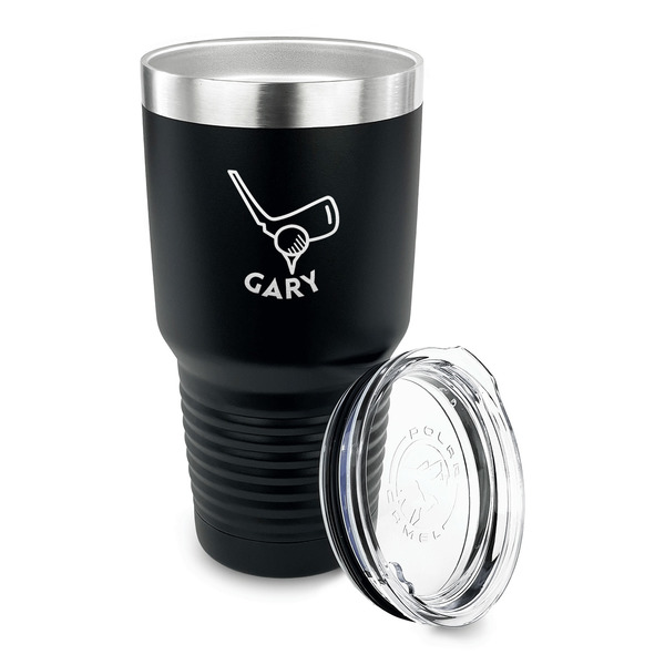 Golf 30 oz Stainless Steel Ringneck Tumblers - Black - LID OFF