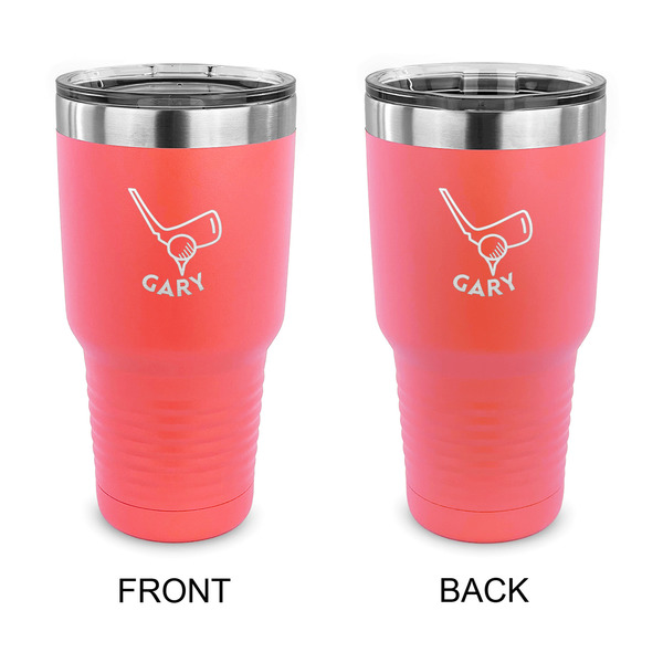 Custom Golf 30 oz Stainless Steel Tumbler - Coral - Double Sided (Personalized)