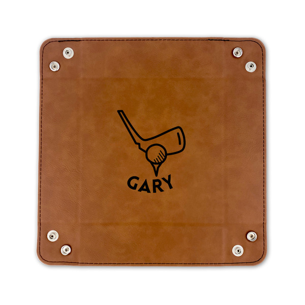 Golf 6" x 6" Leatherette Snap Up Tray - FLAT FRONT