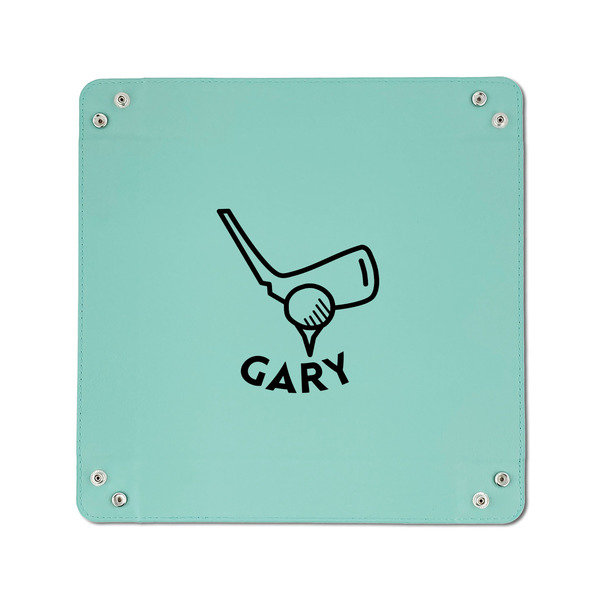 Golf 6" x 6" Teal Leatherette Snap Up Tray - APPROVAL