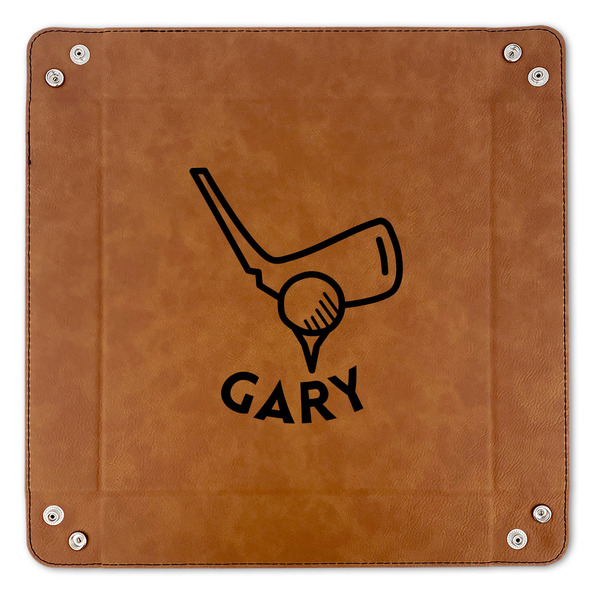 Golf 9" x 9" Leatherette Snap Up Tray - APPROVAL (FLAT)
