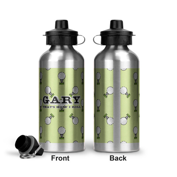 Golf Aluminum Water Bottle - Front and Back