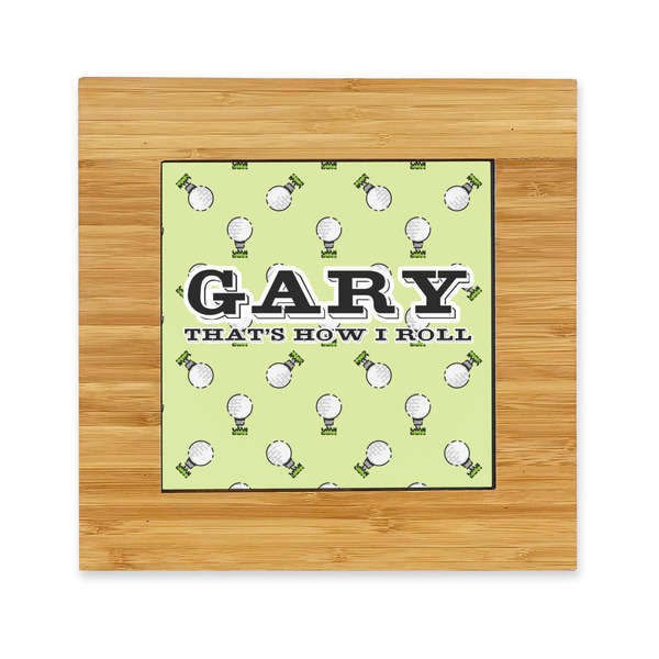 Custom Golf Bamboo Trivet with Ceramic Tile Insert (Personalized)