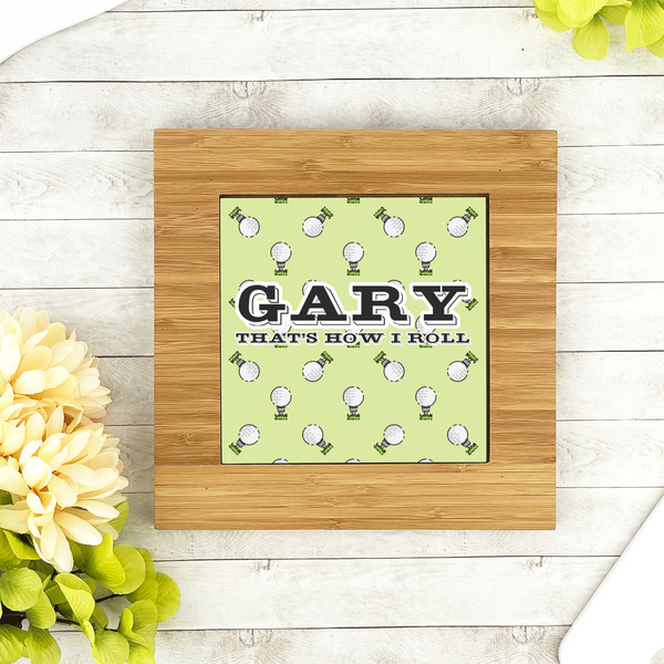 Golf Bamboo Trivet with 6" Tile - LIFESTYLE