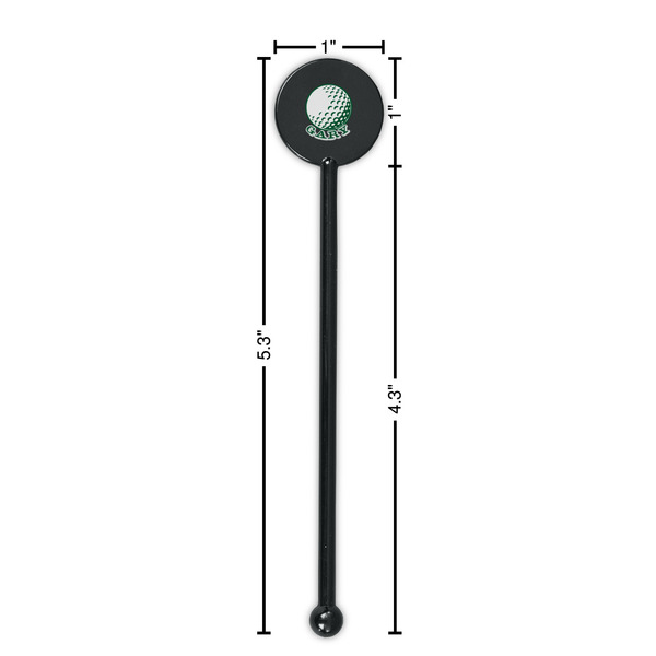 Golf Black Plastic 5.5" Stir Stick - Round - Dimensions