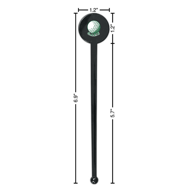 Golf Black Plastic 7" Stir Stick - Round - Dimensions