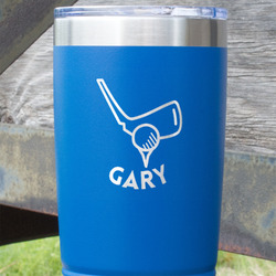 Golf 20 oz Stainless Steel Tumbler - Royal Blue - Single Sided (Personalized)