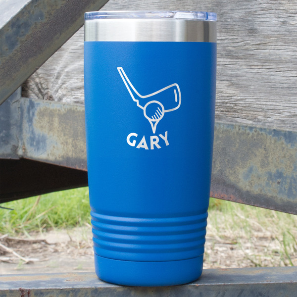 Custom Golf 20 oz Stainless Steel Tumbler - Royal Blue - Double Sided (Personalized)