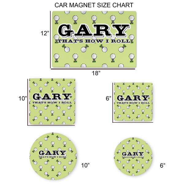 Golf Car Magnets - SIZE CHART
