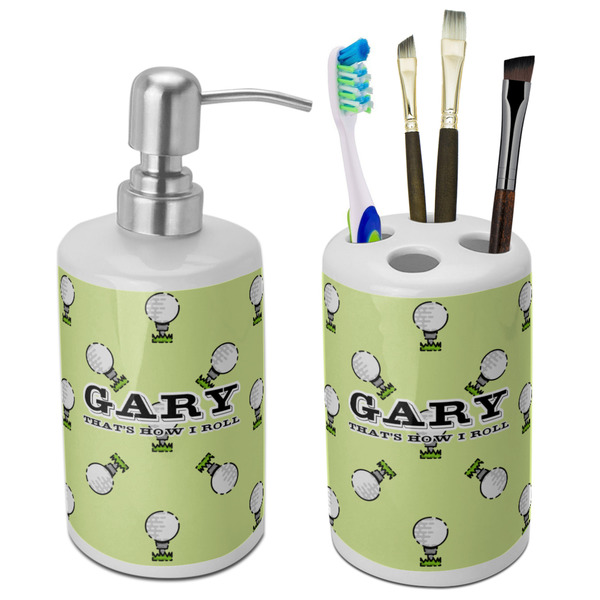 Custom Golf Ceramic Bathroom Accessories Set (Personalized)