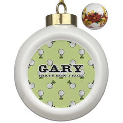 Golf Ceramic Ball Ornaments - Poinsettia Garland (Personalized)
