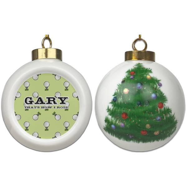 Golf Ceramic Christmas Ornament - X-Mas Tree (APPROVAL)