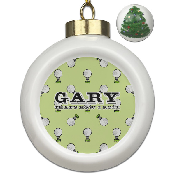 Custom Golf Ceramic Ball Ornament - Christmas Tree (Personalized)