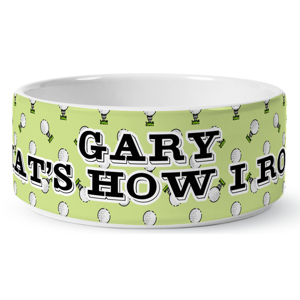 Golf Ceramic Dog Bowl - Medium - Front