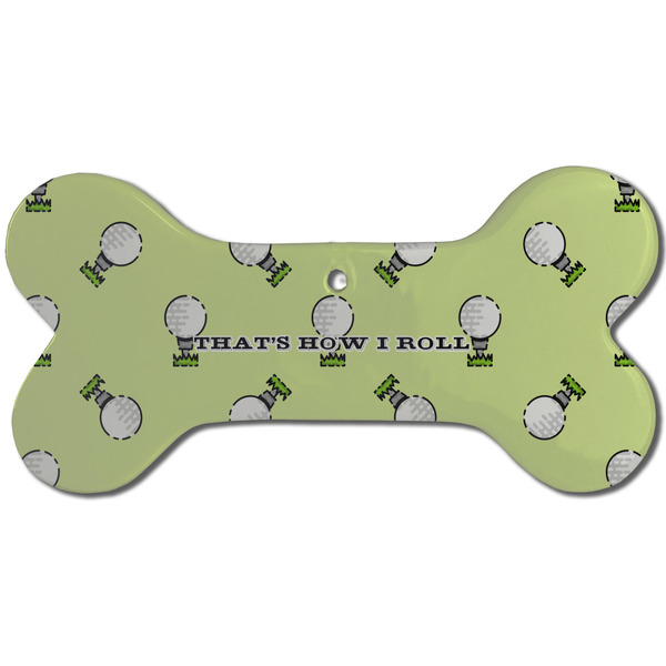 Golf Ceramic Flat Ornament - Bone Front
