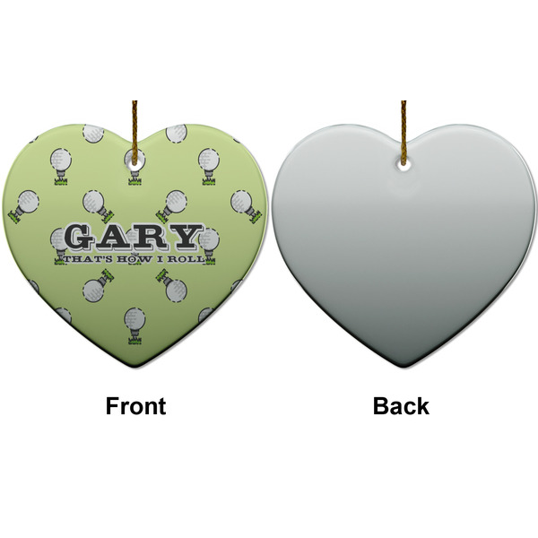 Golf Ceramic Flat Ornament - Heart Front & Back (APPROVAL)