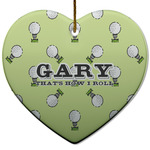 Golf Heart Ceramic Ornament w/ Name or Text