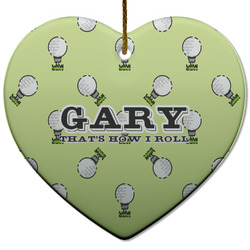 Golf Heart Ceramic Ornament w/ Name or Text